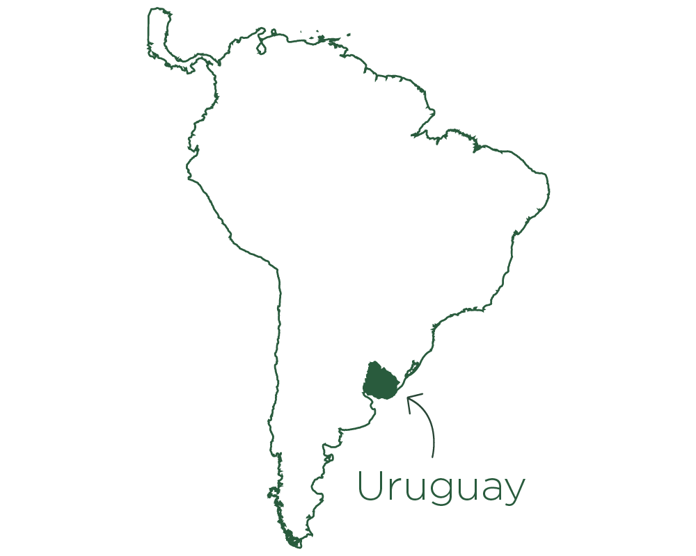 Uruguay map with arrow